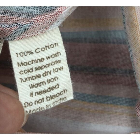 Japna Women Striped Fluter Sleeve Crop Top M Pink Pastel Feminine Coastal Summer - Picture 4 of 6